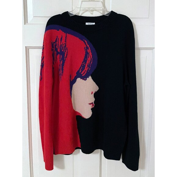 NWT Akris Punto Francoise Hardy Graphic Intarsia Face Sweater Knitwear Black 8 - Picture 3 of 9